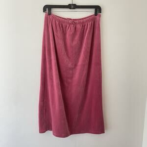 Y2K Pink Velour Maxi Skirt Lounge‎ Fairy Grunge Softcore Cottagecore Aesthetic L
